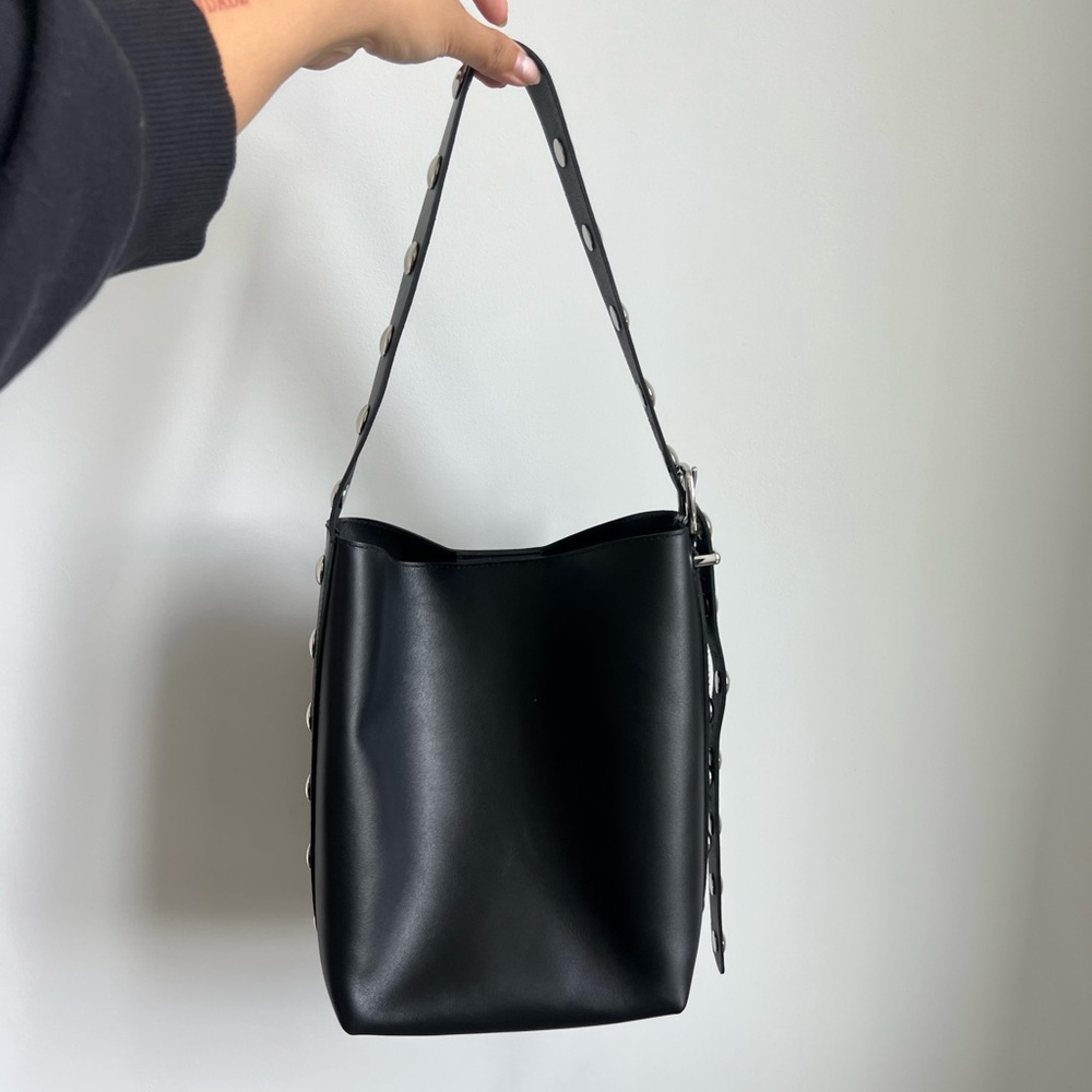 Madewell Studded Essential Medium Bucket Tote - Black and Silver